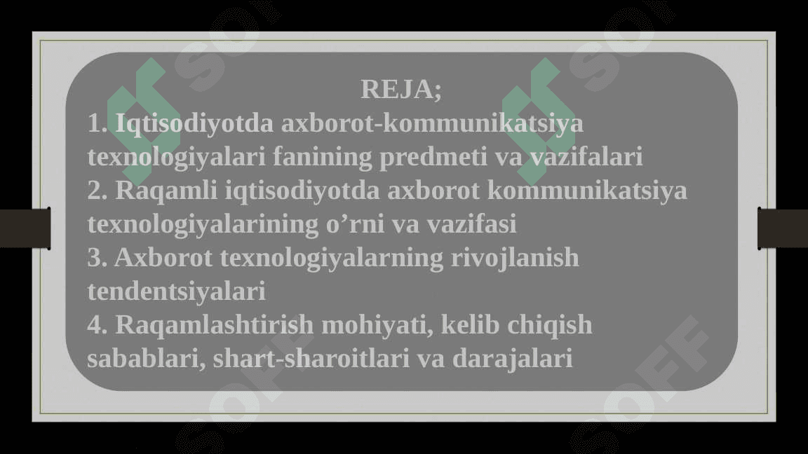 Axborot komunikatsiya texnologiyalarning iqtisodiyotdagi o'rni va vazifalar! 2