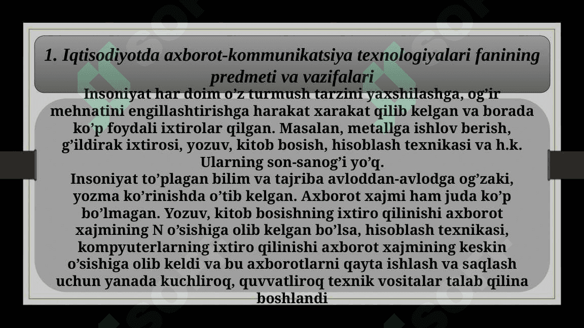 Axborot komunikatsiya texnologiyalarning iqtisodiyotdagi o'rni va vazifalar! 3