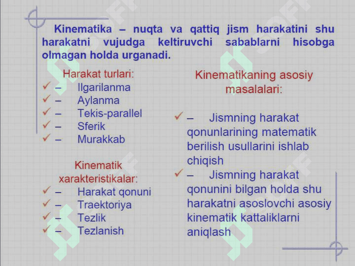 Nuqta kinomatikasi ,nuqtabharakati berilish usullari 1 2