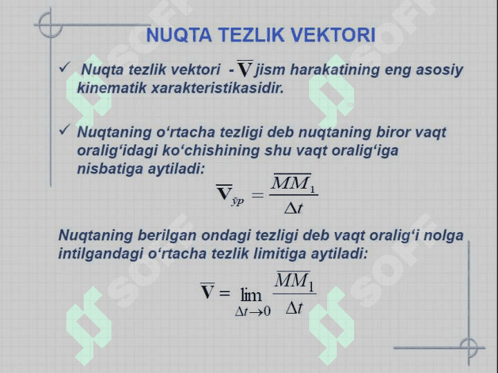 Nuqta kinomatikasi ,nuqtabharakati berilish usullari 1 8
