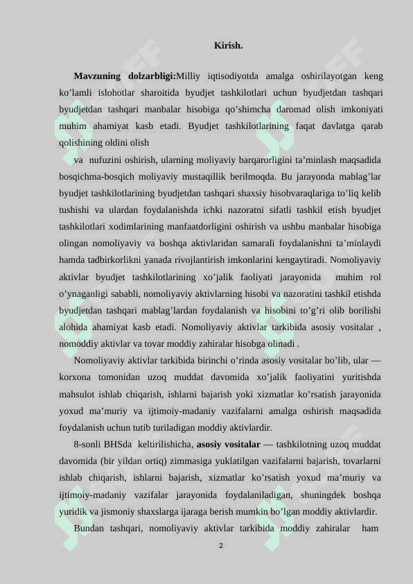 Byudjet tashkilotlarida byudjetdan tashqari mablag'lar jalb qilish va ulardan foydalanish 2