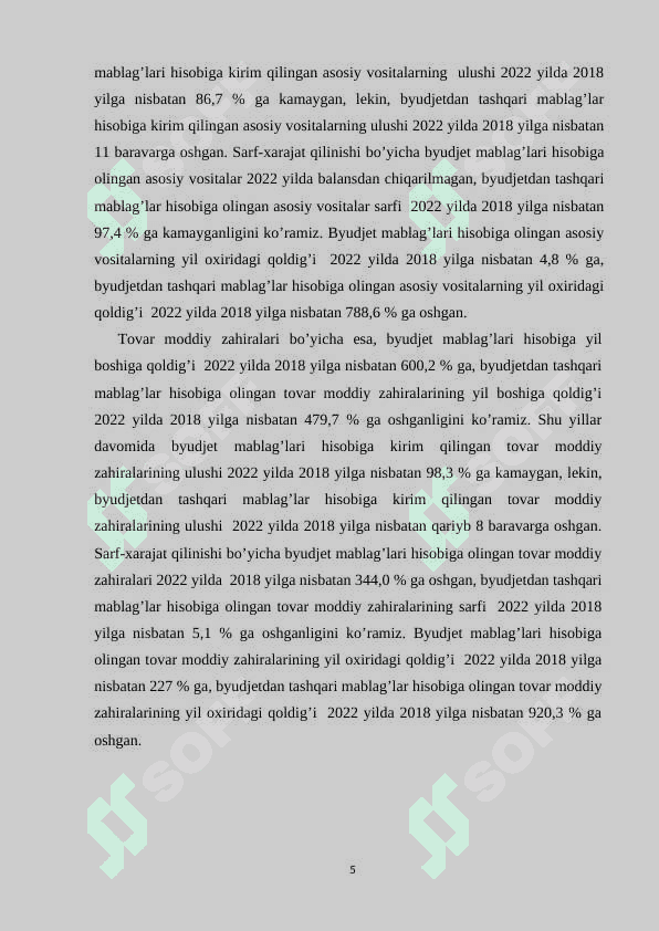 Byudjet tashkilotlarida byudjetdan tashqari mablag'lar jalb qilish va ulardan foydalanish 5