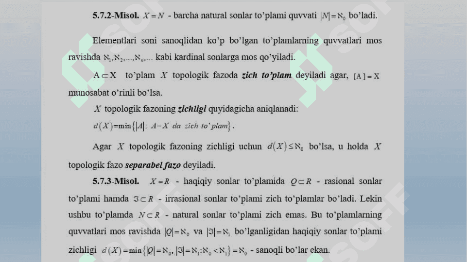 Topologik fazolarning kardinal invariantlari 3