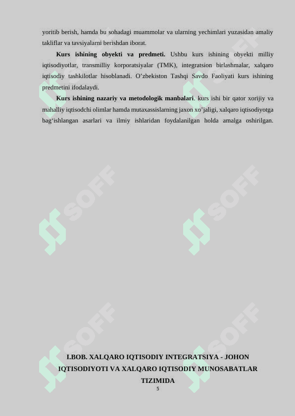 Xalqaro iqtisodiy integratsiyalashuv jarayonlarimning shakllari va bosqichlari 5