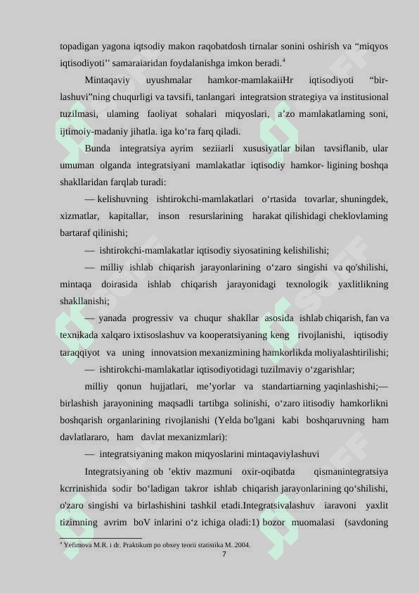 Xalqaro iqtisodiy integratsiyalashuv jarayonlarimning shakllari va bosqichlari 7