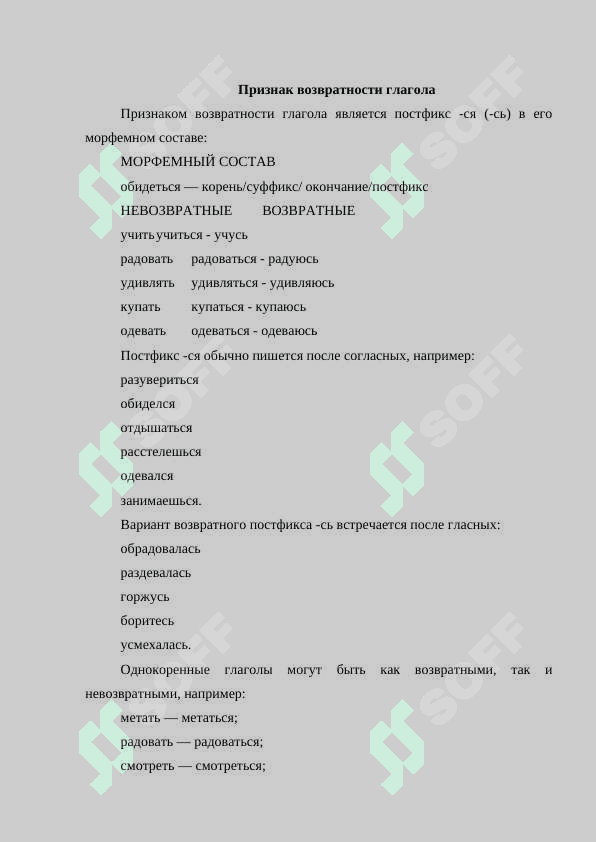Возвратные глаголы и их группы 3