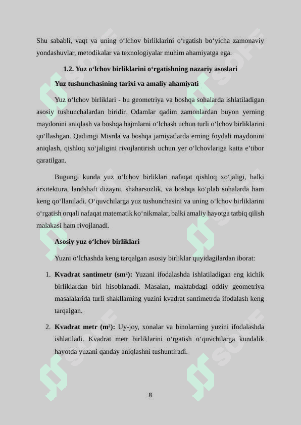 Vaqt va yuz o‘lchov birliklarini o‘rgatish metodikasi 8