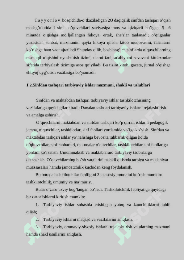 Sinfdan va maktabdan tashqari ishlarga rahbarlik qilish metodikasi 8
