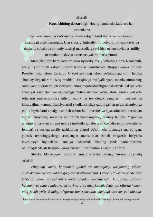 Xalqaro iqtisodiy tashkilotlar va ularning vazifalari 2