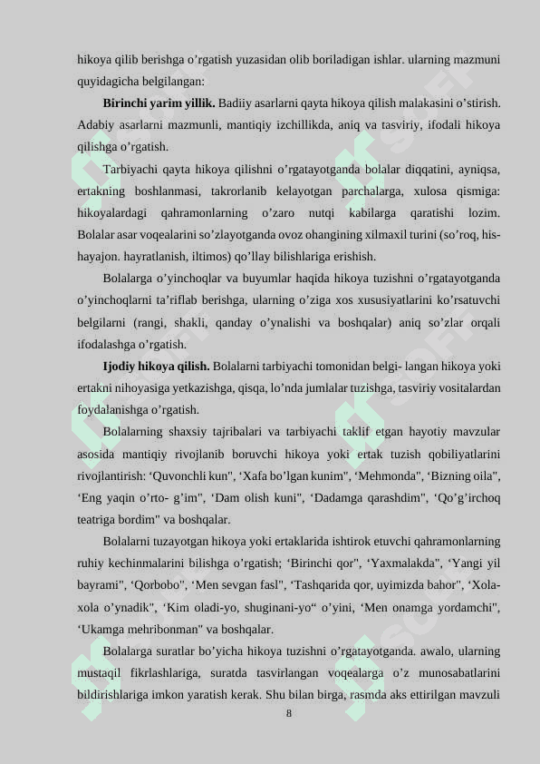 Bolalarni o'z tajribalaridan xotiradan hikoya qilib berishga o'rgatish 8