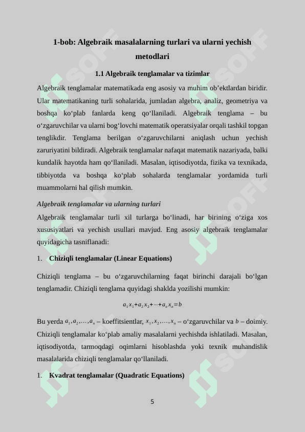 Algebraik mazmunli masalalar yechishga o‘rgatish metodikasi 5