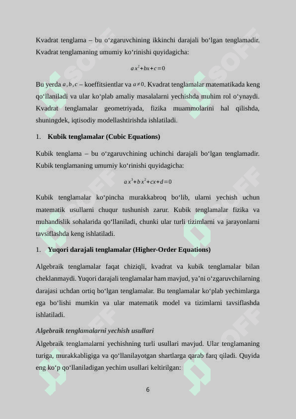 Algebraik mazmunli masalalar yechishga o‘rgatish metodikasi 6
