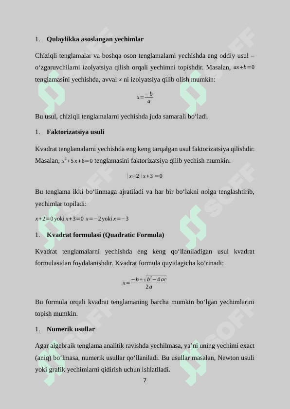 Algebraik mazmunli masalalar yechishga o‘rgatish metodikasi 7