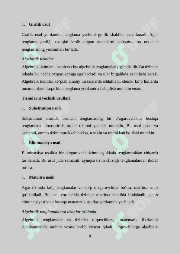 Algebraik mazmunli masalalar yechishga o‘rgatish metodikasi 8