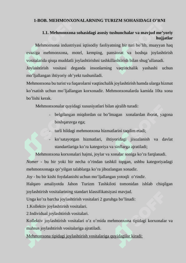 Меhmonxonalarning turizm sohasidagi o’rni va Mehmonxona xizmatlari raqobatbardoshligi 3