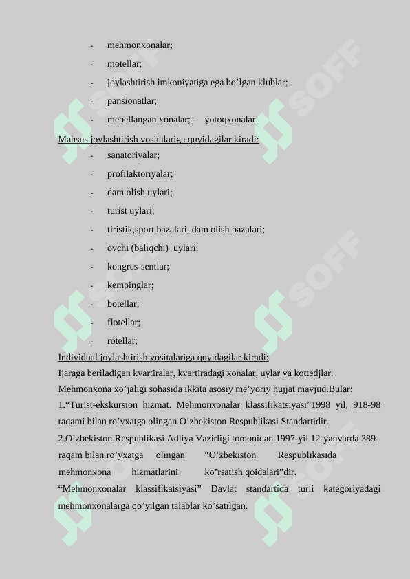 Меhmonxonalarning turizm sohasidagi o’rni va Mehmonxona xizmatlari raqobatbardoshligi 4