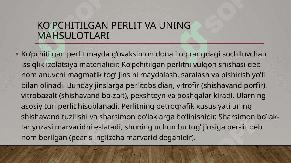 Kopchitilgan togʻ jinslaridan issiqlik izolyatsion materiallar ishlab chiqarish 2