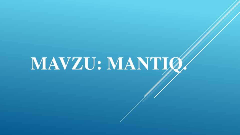 Mantiq 1