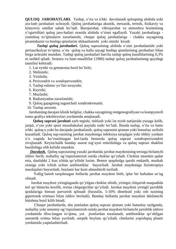 QULOQ JAROHATLARI 1