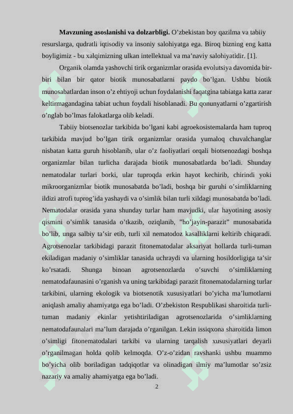SITRUS O’SIMLIKLARI NEMATODALARINING FAUNASI 2
