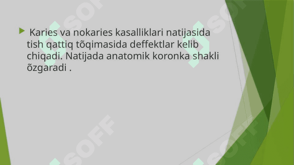 Tishlarning qattiq to`qimalari zararlanganda bemorni tekshirish usullari 8