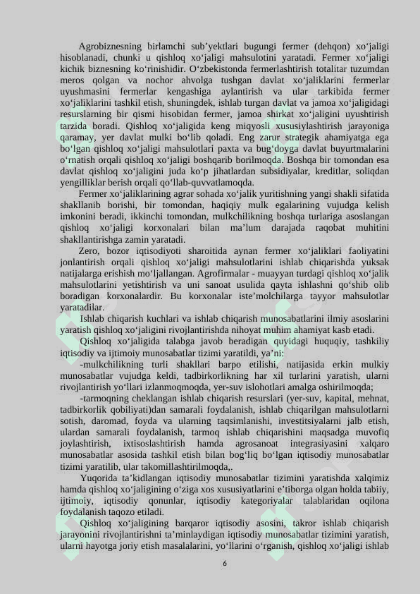 AGROBIZNESNI TASHKIL ETISH VA BOSHQARISH 6