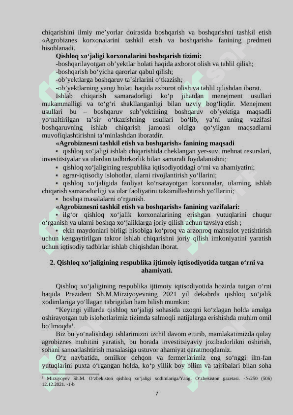 AGROBIZNESNI TASHKIL ETISH VA BOSHQARISH 7