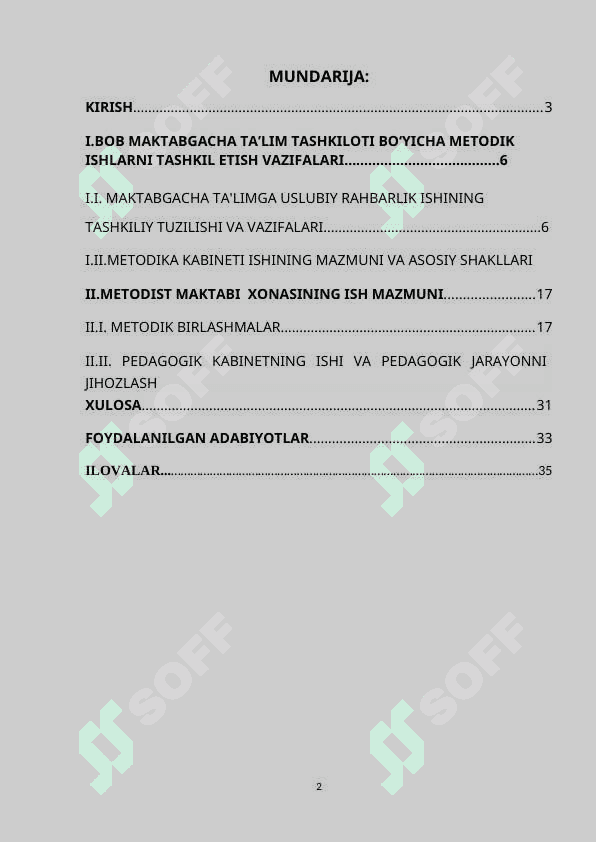 Respublika maktabgacha ta‘lim metodikasi kabineti ish mazmuni 2