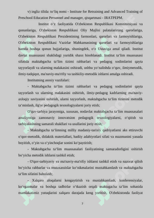 Respublika maktabgacha ta‘lim metodikasi kabineti ish mazmuni 7