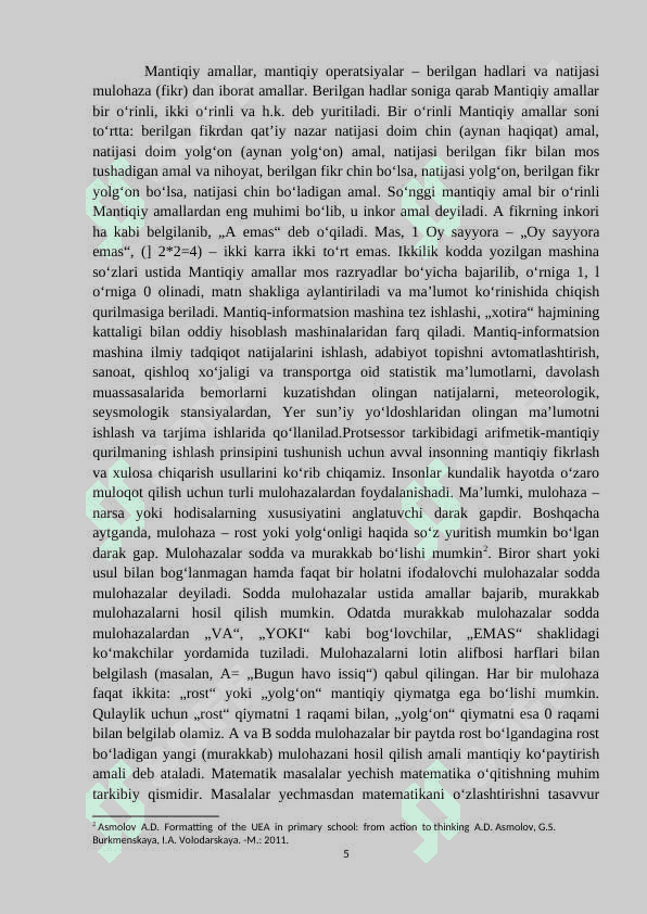 1-sinf matematika darslarida mantiqiy tushunchalar bilan tanishtirish. 5