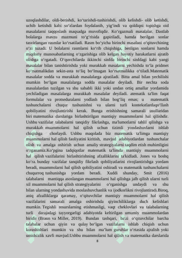 1-sinf matematika darslarida mantiqiy tushunchalar bilan tanishtirish. 8