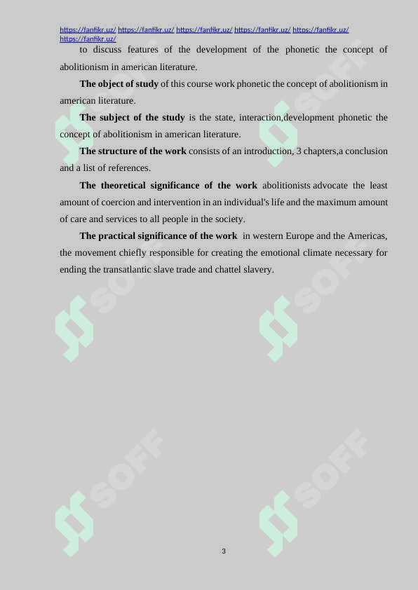 THE CONCEPT OF ABOLITIONISM IN AMERICAN LITERATURE 3