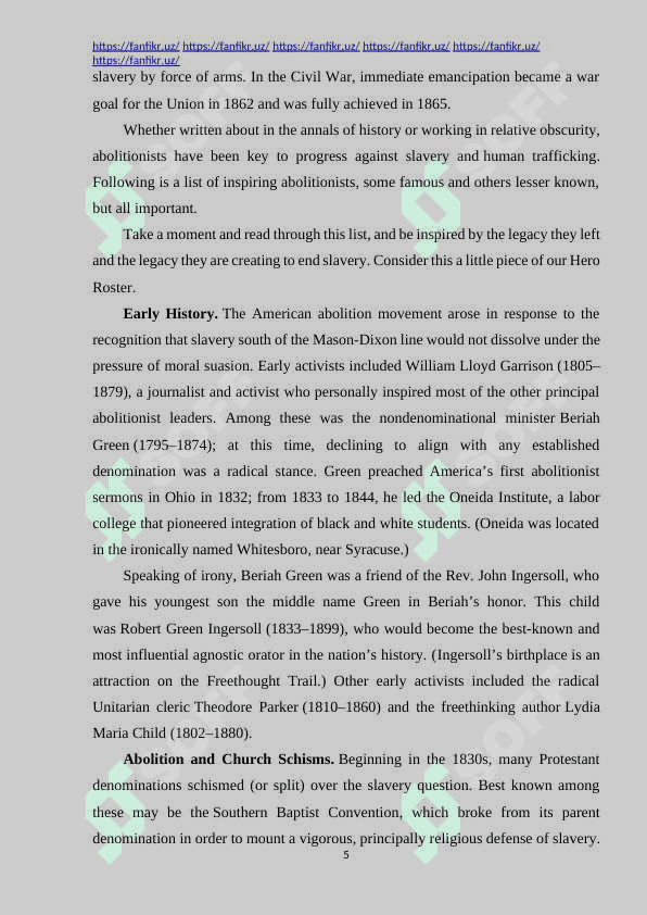 THE CONCEPT OF ABOLITIONISM IN AMERICAN LITERATURE 5