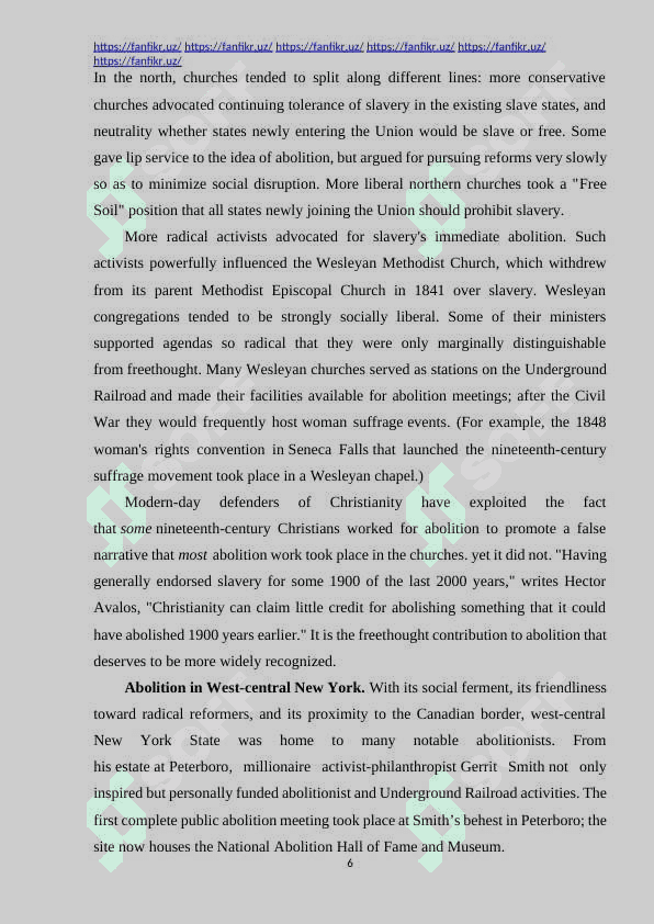 THE CONCEPT OF ABOLITIONISM IN AMERICAN LITERATURE 6