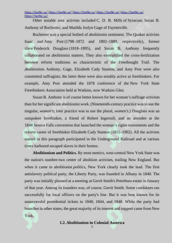 THE CONCEPT OF ABOLITIONISM IN AMERICAN LITERATURE 7