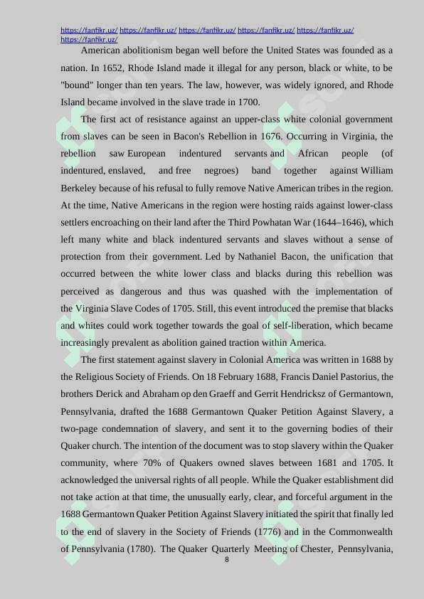 THE CONCEPT OF ABOLITIONISM IN AMERICAN LITERATURE 8