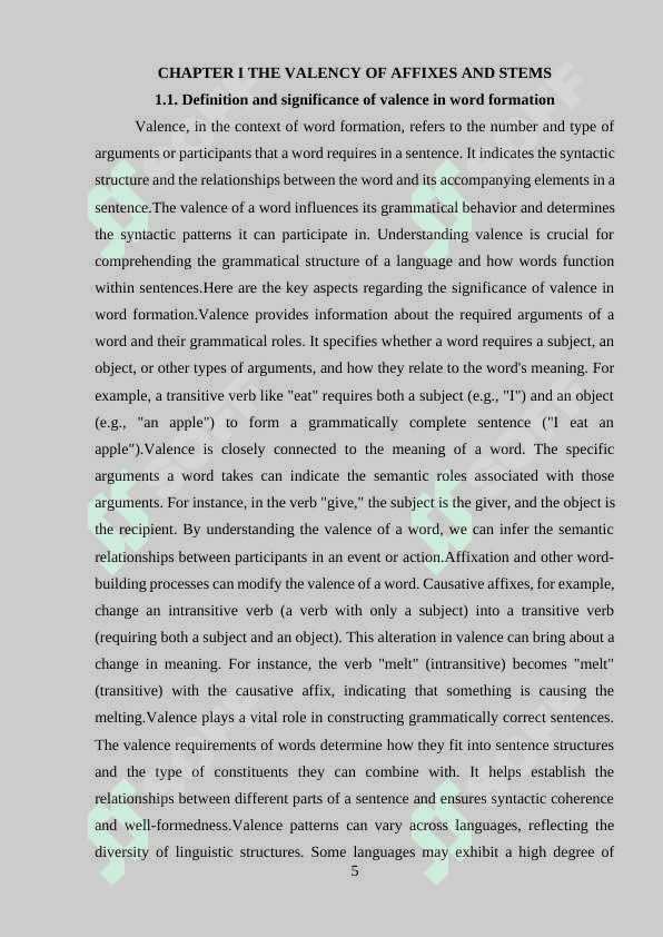 THE VALENCY OF AFFIXES AND STEMS. WORD-BUILDING PATTERNS AND THEIR MEANING 4
