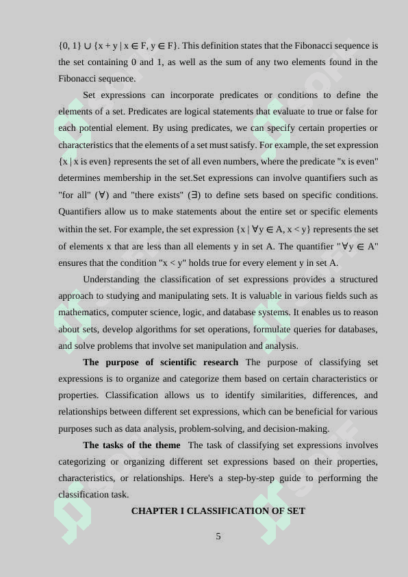 CLASSIFICATION OF SET EXPRESSIONS 5