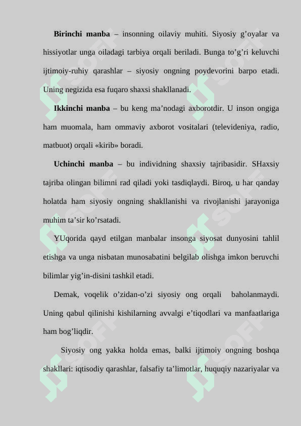 SIYOSIY MАDАNIYAT, SIYOSIY MАFKURАLАR 5
