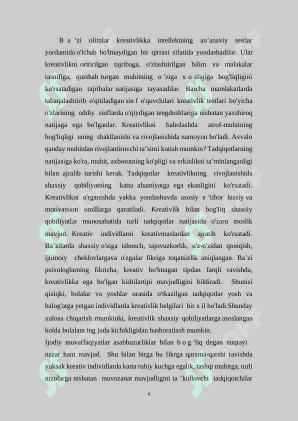 . Kreativ ta’limga zamonaviy yondashuv 4