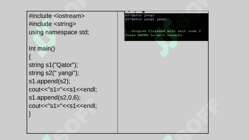 C++ qatorlаr yarаtish 7