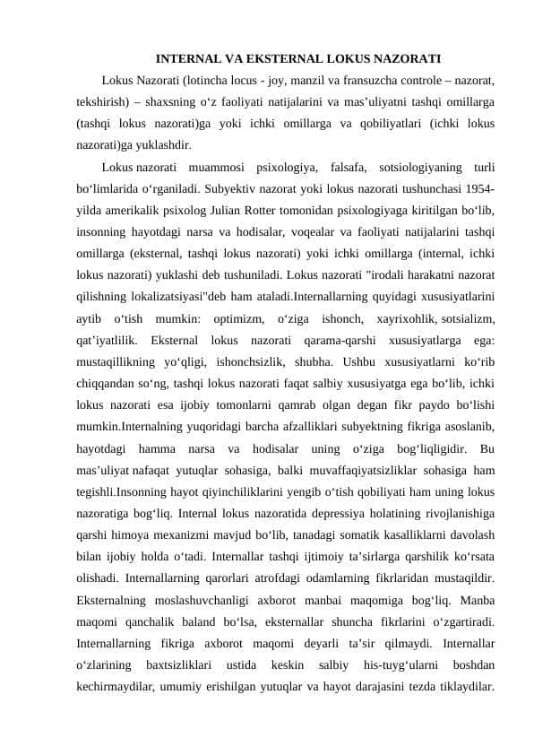 INTERNAL VA EKSTERNAL LOKUS NAZORATI 1