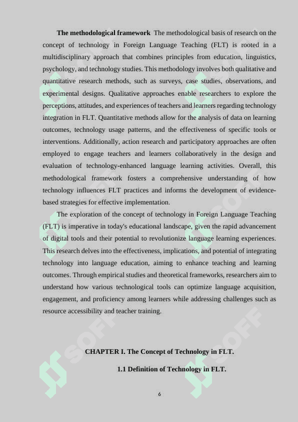 The concept of technology in FLT 6