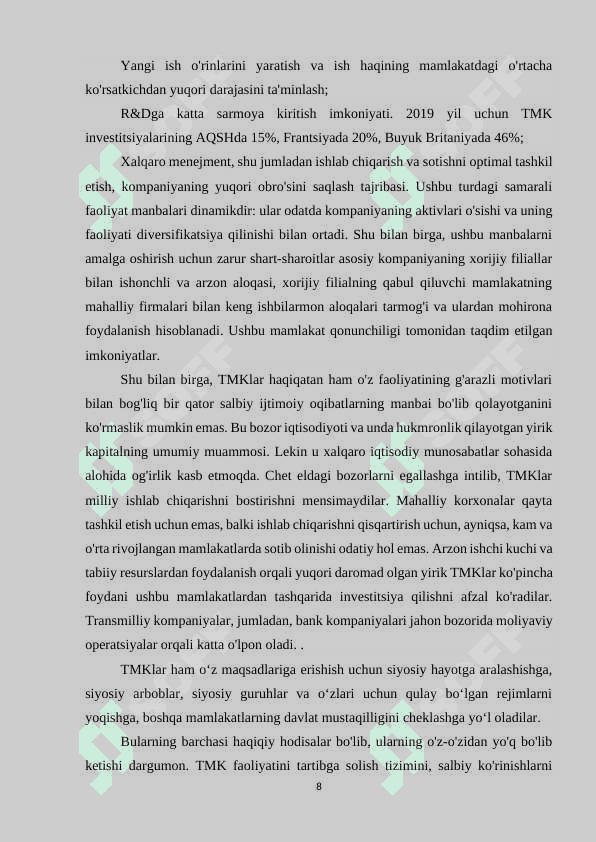 JAHON IQTISODIYOTIDA TRANSMILLIY KORPORATSIYALARINING ROLI 8