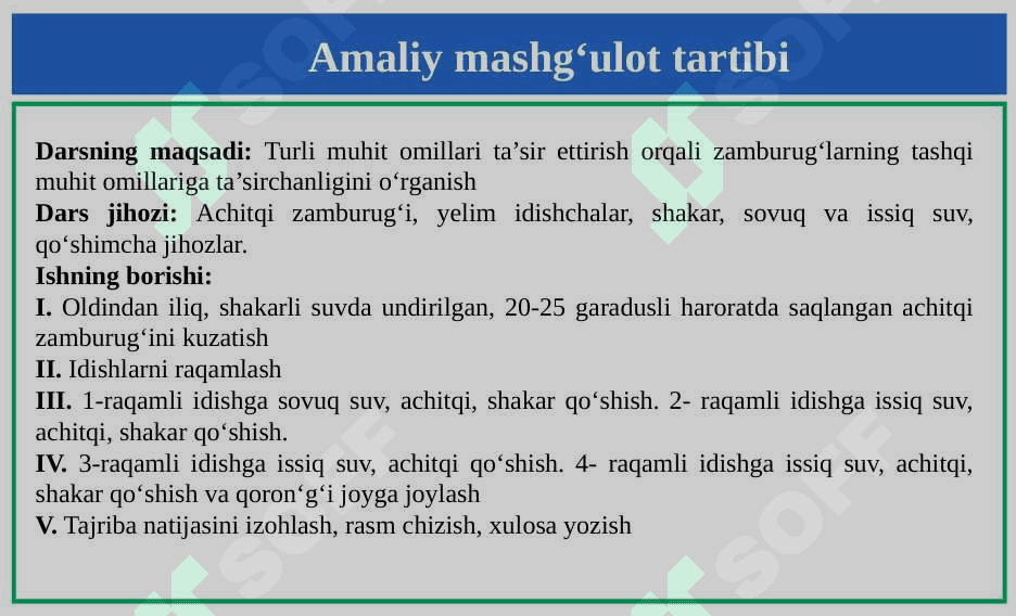 Zamburug‘larga tashqi muhit omillari ta‘sirini o‘rganish 2