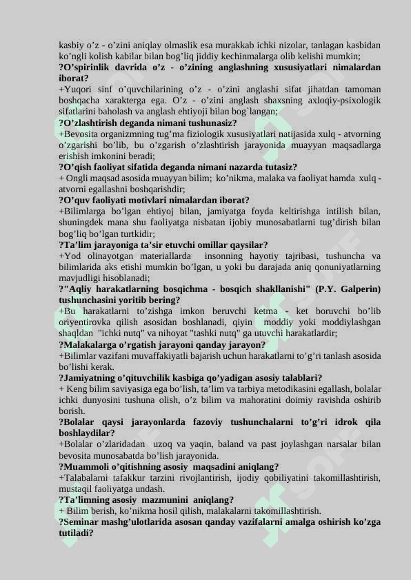 Yosh davrlari psixologiyasi fanidan testlar jamlanmasi 2 3