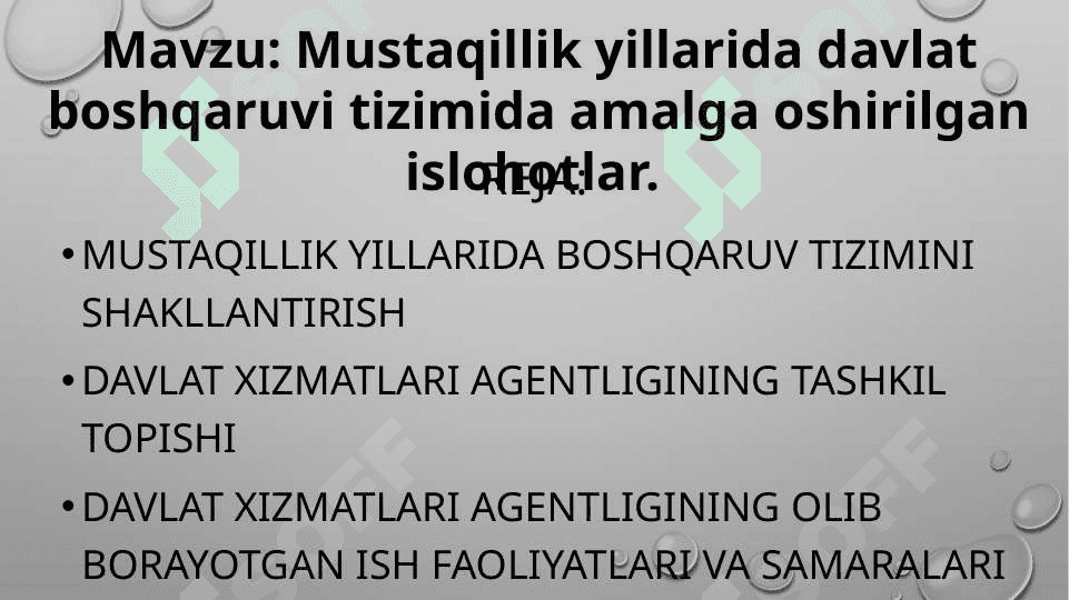 Mustaqillik yillarida davlat boshqaruvi tizimida amalga oshirilgan islohotlar 2