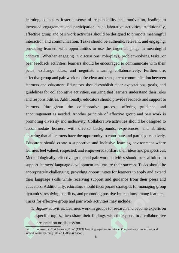 Organizing Group and Pair  Work  in Teaching English Language 8