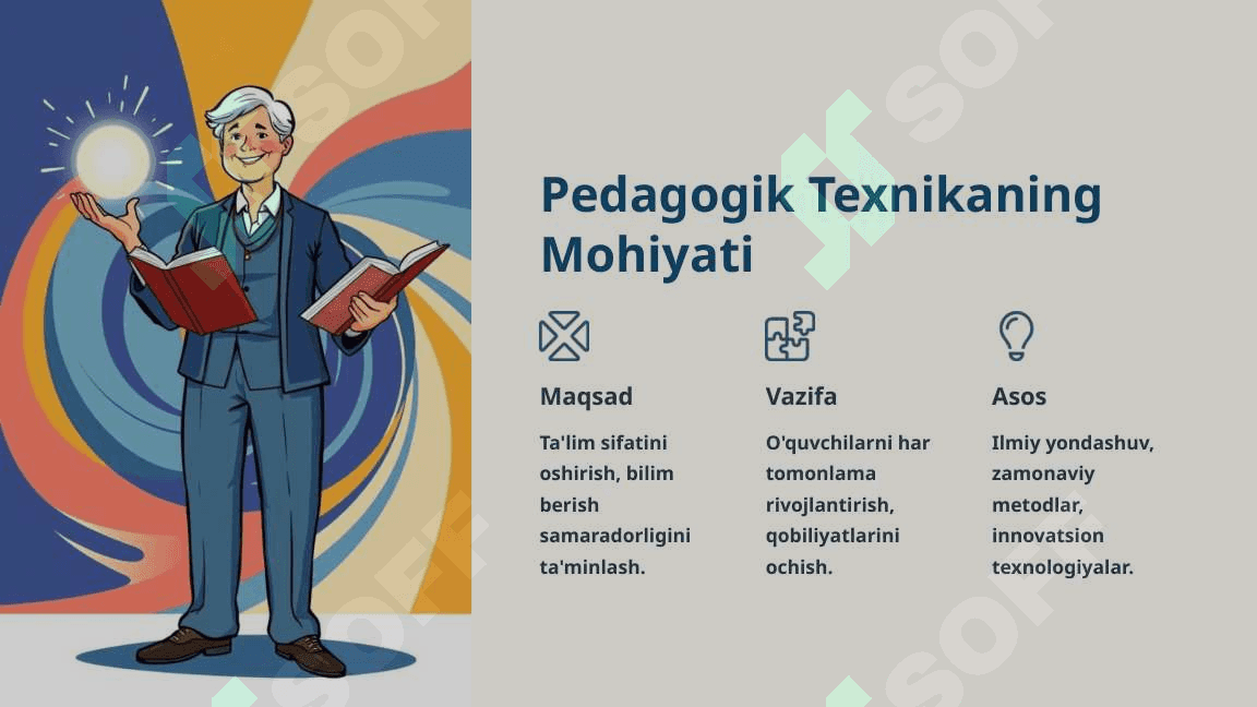 Pedagogik texnika-o'qituvchining fe'l-atvori, yurish-turishini tashkil etuvchi usullar majmuasi 3