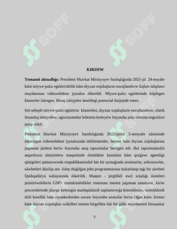 Bir tuqım úlesli ósimliklerde tamırdıň birlemshi dúzilisin úyreniw. 2